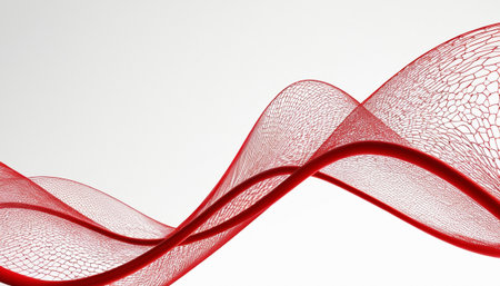 Abstract red wave on a white background. 3d rendering, 3d illustration.の素材