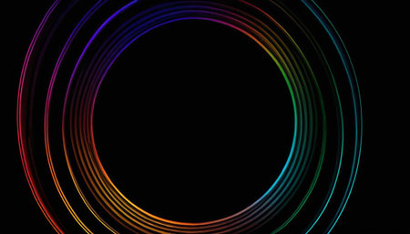abstract colorful lines on a black background with space for your textの素材