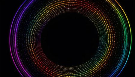 Abstract background with luminous swirling. Elegant glowing circle.  Sparking particle. Space tunnel. Glossy jellyfish. Colorful ellipse. Glint sphereの素材