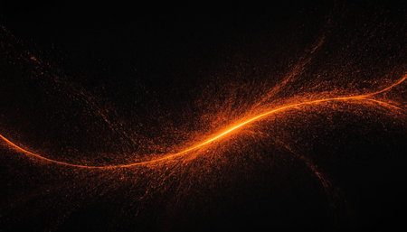 abstract fire wave on a black background with copy space for textの素材