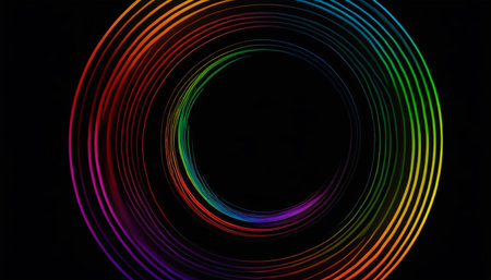 Colorful neon lines on a black background. Abstract colorful background.の素材