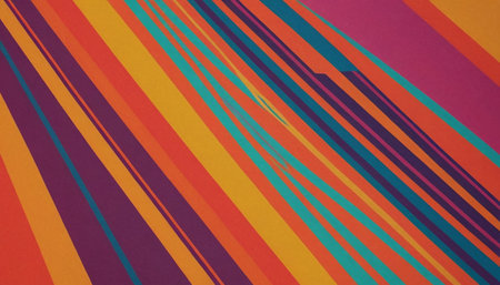abstract background of multicolored stripes in a flat lay styleの素材