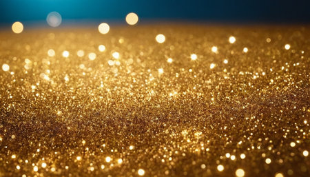 golden glitter vintage lights background. gold and blue. de focusedの素材
