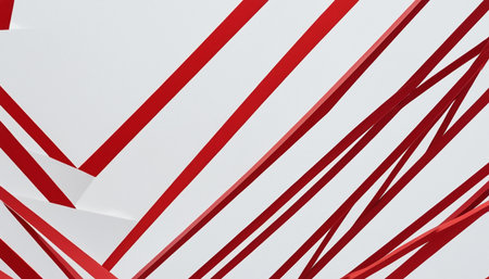 Abstract white and red stripes on a white background. 3d renderingの素材