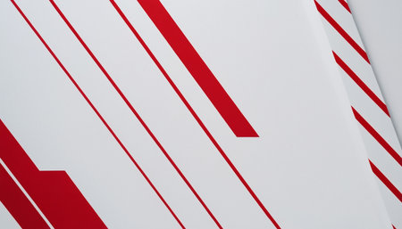 Close-up of white and red stripes on a white background.の素材