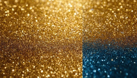 golden glitter texture Colorfull Blurred abstract background for birthday, anniversary, wedding, new year eve or Christmas.の素材