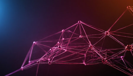 Abstract polygonal space low poly dark background with connecting dots and lines. Connection structure. 3d renderingの素材