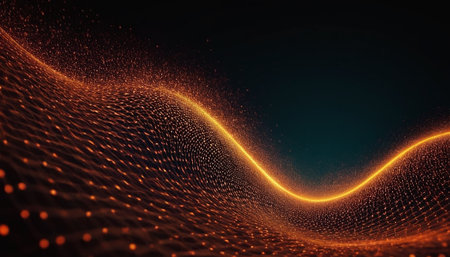 Abstract wave of particles. Futuristic background. 3D rendering.の素材
