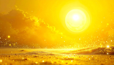 abstract background with golden sand and sky. 3d render illustrationの素材