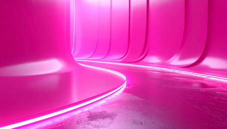 Futuristic interior with neon light, 3d rendering. Computer digital drawing.の素材