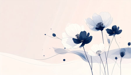 Abstract floral background with white and blue flowers. Vector Illustration.の素材