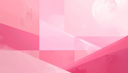 Abstract background of geometric shapes in pink and white colors with copy spaceの素材