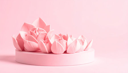 Pink lotus flower on pink background for beauty and spa concept.の素材