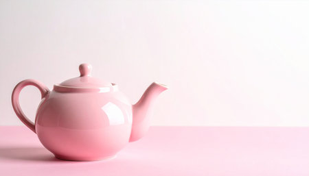 Pink teapot on a pink background. Minimal style.の素材