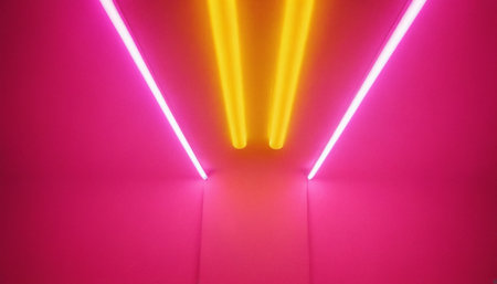 Colorful neon lights on the walls of the room. Abstract backgroundの素材