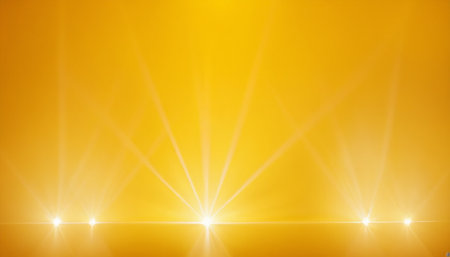 abstract yellow background with rays of light and bokeh effectの素材