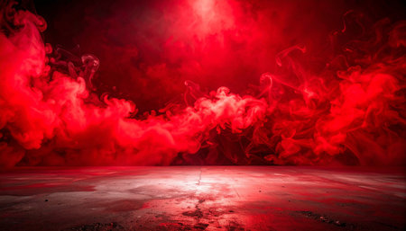 Red smoke on the floor. Abstract background. 3d rendering.の素材