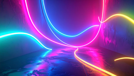 3d render, abstract background, neon lines, ultraviolet light, ultraviolet lightの素材