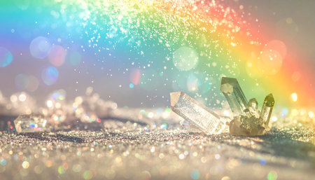 Christmas and New Year background with snowflakes and bokehの素材