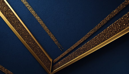 Blue background with golden lines. Luxury design. 3d illustrationの素材