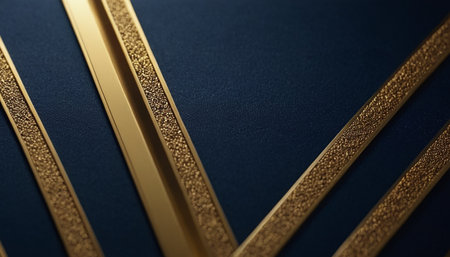 Luxury blue background with gold lines. 3d illustration.の素材