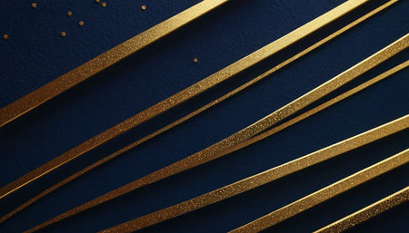 Luxury blue background with golden lines. 3d illustration.の素材