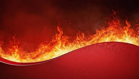 Background of red fire with copy space. Place for your text.の素材