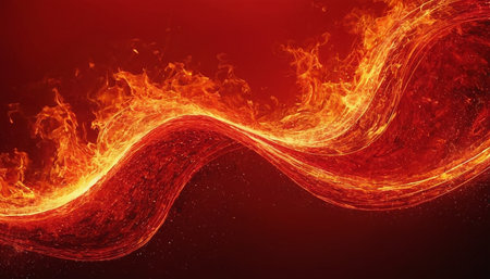 Abstract fire wave on a dark red background. 3d rendering.の素材