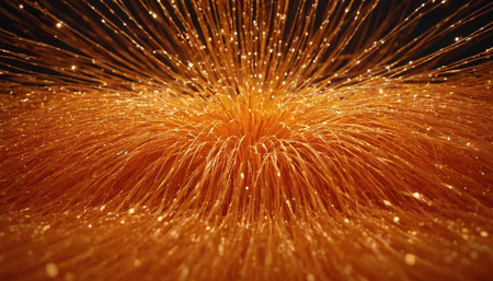 Macro shot of fiber optic light strands. Abstract technology background.の素材