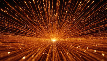 Abstract gold background with lines and particles. 3d rendering, 3d illustration.の素材