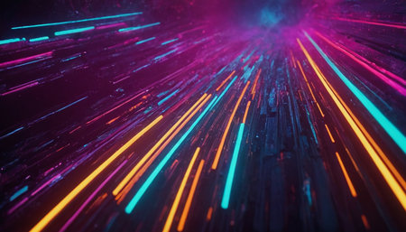 Futuristic Abstract Background with a Glowing Particles in the Darkの素材