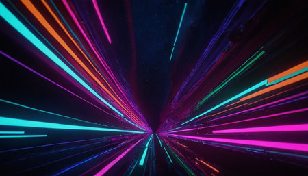 3d render of abstract background with neon lights and fast speed motionの素材