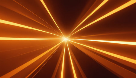 abstract orange background with rays and bokeh, 3d renderの素材