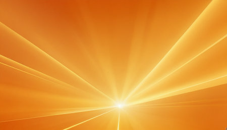 sunset with lens flare and bokeh effect on orange backgroundの素材