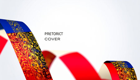 Ukraine flag ribbon on white background. Vector illustration for your design.の素材