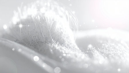 white christmas background with snowflakes and bokeh effectの素材