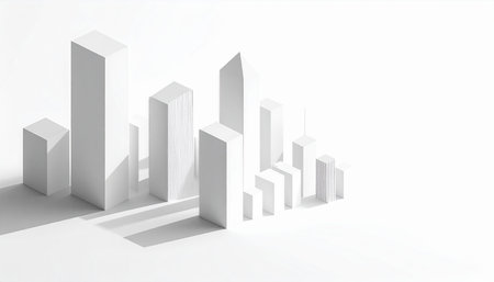 3d illustration of a white background with a set of white buildingsの素材