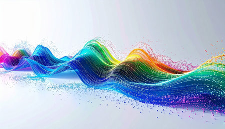 Abstract 3d wavy background with colorful waves. Vector illustration.の素材