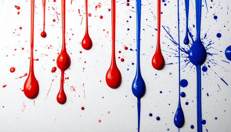 Colorful paint splashes on white background, closeup. Art designの素材