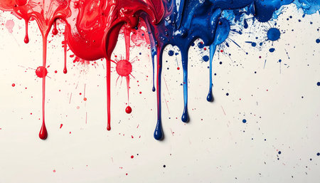 Colorful paint splashes on white background. 3D Renderingの素材
