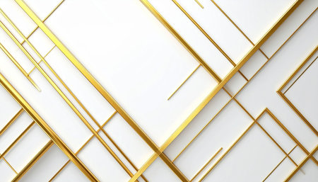 Abstract golden lines on a white background. 3d render, 3d illustrationの素材