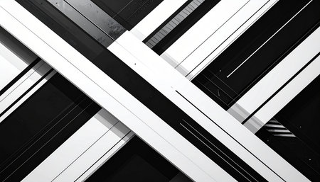 Abstract background of black and white stripes. Modern architecture. Architectural detail.の素材