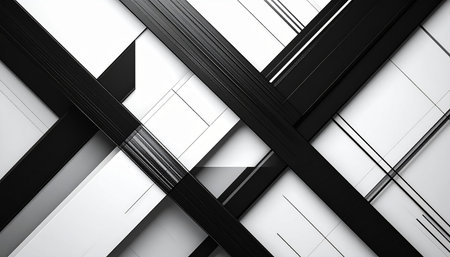 Abstract black and white geometric background. 3d rendering mock up.の素材