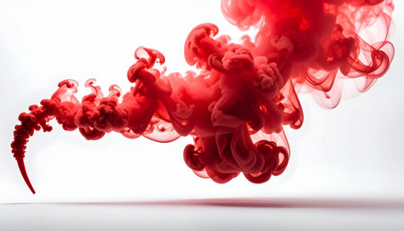Red ink in water. Abstract background. 3d rendering, 3d illustration.の素材