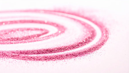 Pink glitter sparkle on white background. Macro shot with shallow depth of fieldの素材