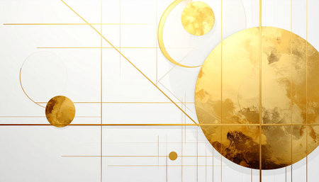 abstract technology background with golden circles and space for your text.の素材