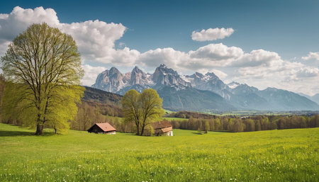 Idyllic spring landscape in the Dolomites (Italy)の素材