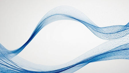Blue abstract wave on white background. Design element for brochure, flyer, web design.の素材