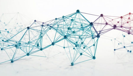 Abstract 3d rendering of low poly wireframe shape. Polygonal structure with connecting dots and lines. Connection structure.の素材