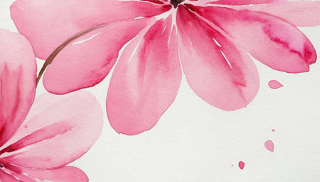 Watercolor illustration of pink flower on white background. Watercolor painting.の素材
